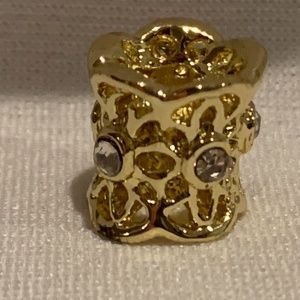 NWOT Gold Plated Bracelet Charm with Crystal Gems